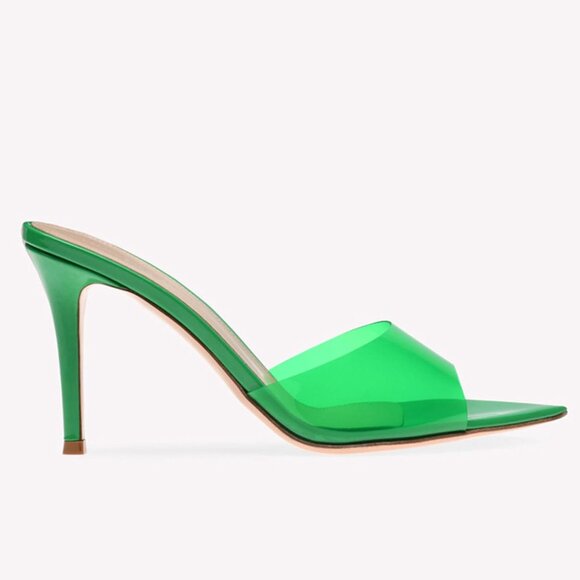 Women's Green Clear Slingback Stiletto Heels Sexy Dress Sandals Shoes Party - Picture 4 of 7